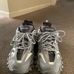 Balenciaga Gray and Silver Trail Sneakers